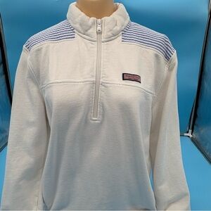 Vineyard Vines Women’s Quarter-Zip Sweatshirt with Sear sucker Accent Size M